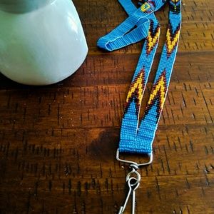 Blue Southwest Aztec style lanyard